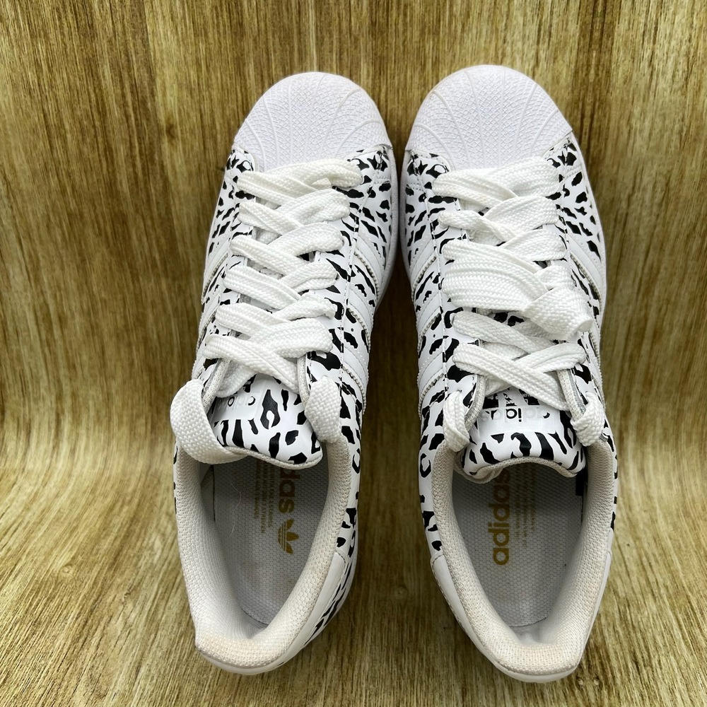 Adidas Superstar Women's Size 8.5 White Cheetah Print Shell Toe Shoes FV3451 - Picture 6 of 10